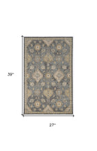 2' X 3' Slate Grey Vintage Wool Accent Rug
