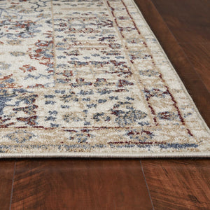 8'X10' Beige Machine Woven Bordered Floral Indoor Area Rug