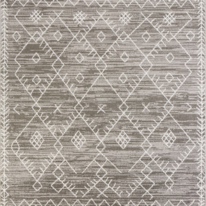 2' X 7' Gray And White Boho Geo Area Rug
