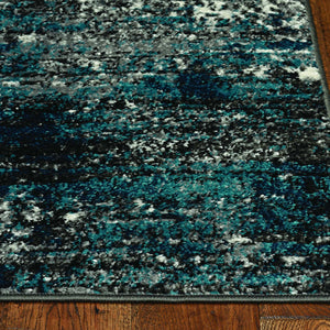 7' Grey Blue Machine Woven Abstract Indoor Runner Rug