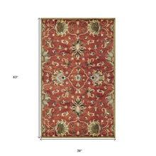 7' Sienna Orange Hand Tufted Wool Traditional Floral Indoor Runner Rug