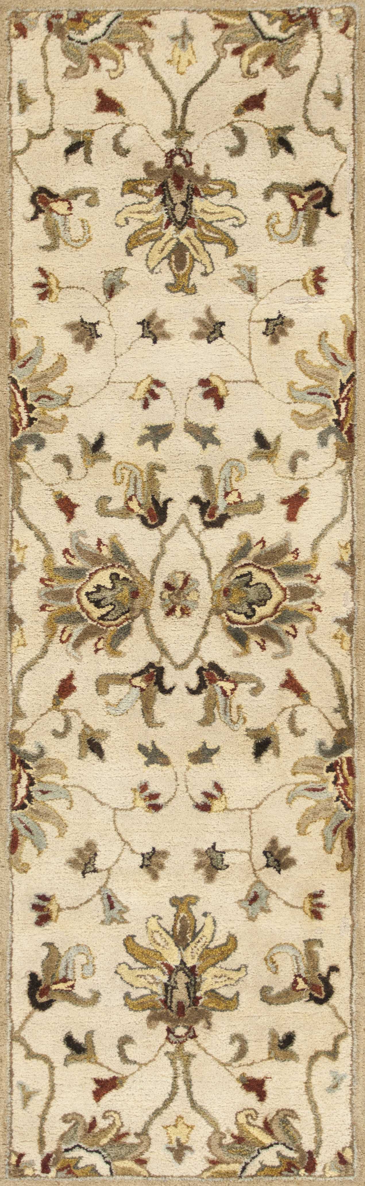 3'X5' Champagne Beige Hand Tufted Wool Traditional Floral Indoor Area Rug