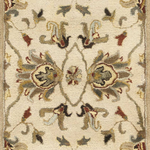 3'X5' Champagne Beige Hand Tufted Wool Traditional Floral Indoor Area Rug