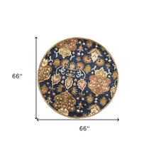 2' X 7' Navy Floral Tapestry Wool Runner Rug