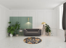 2' X 7' Navy Floral Tapestry Wool Runner Rug