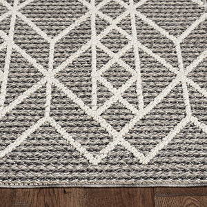 2' X 8' Grey Geometric Lines Runner Rug