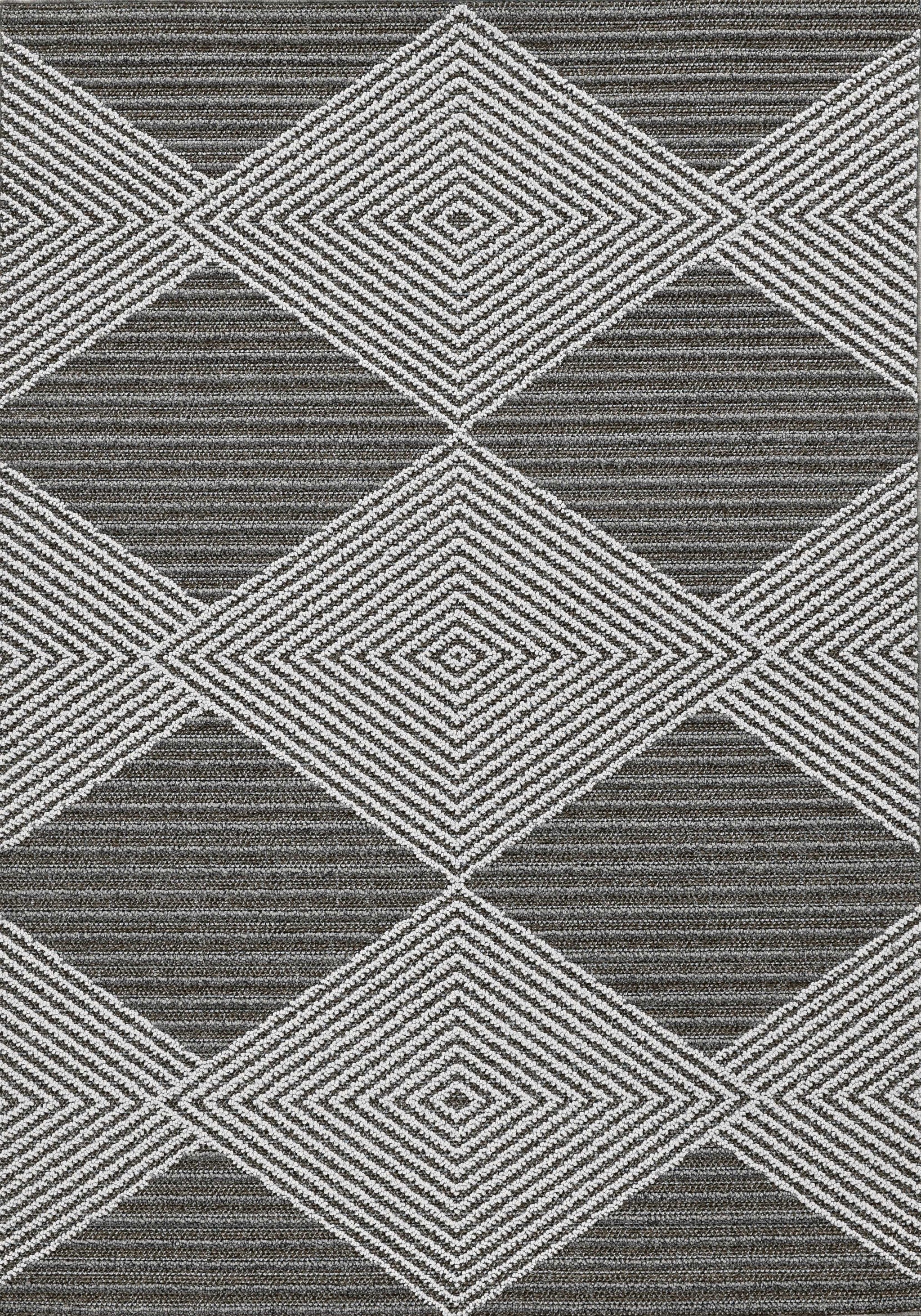 4' X 6' Grey Or Ivory Geometric Diamond Area Rug