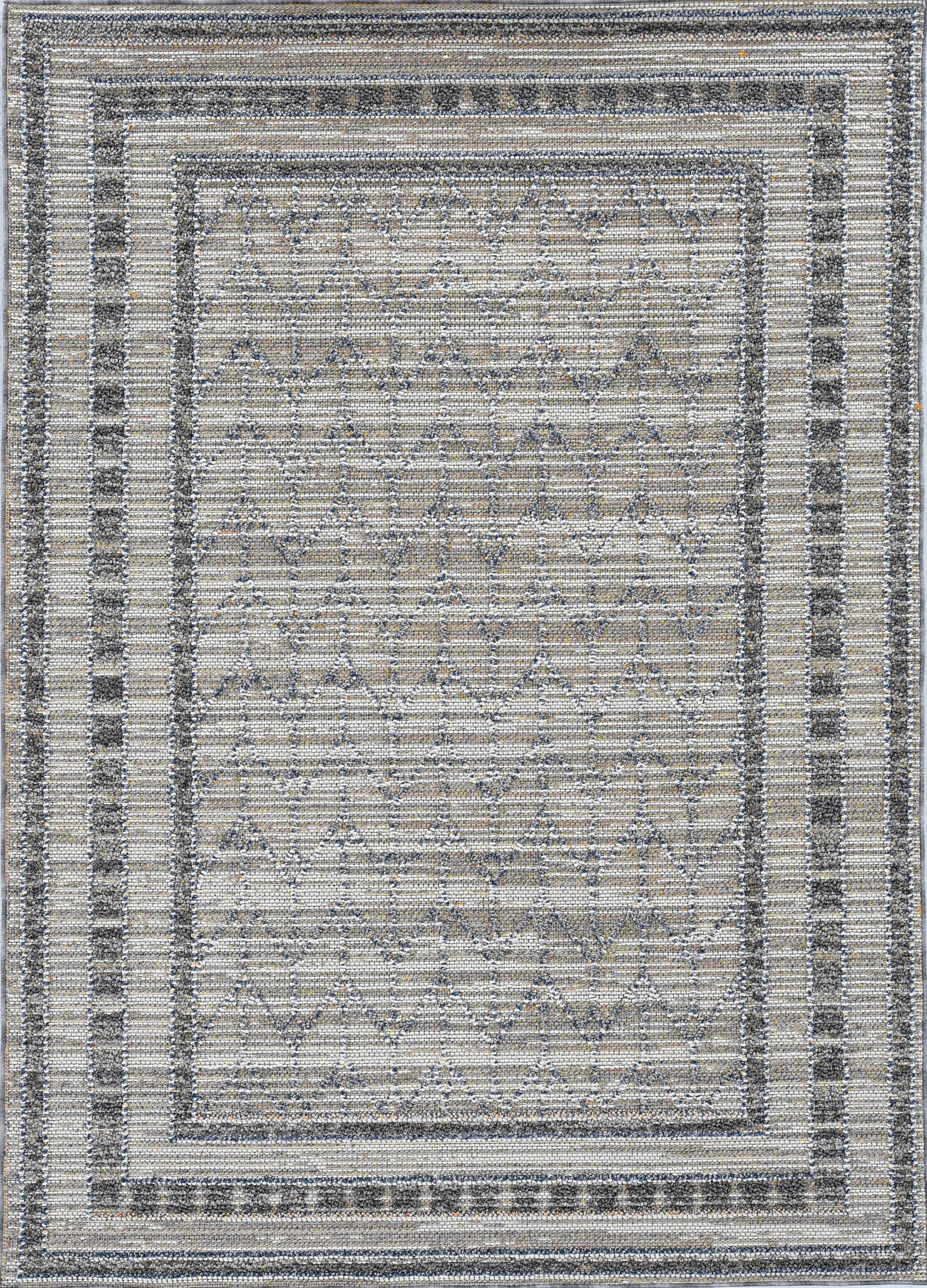 2' X 8' Grey Bordered Runner Rug