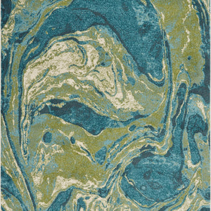 5' X 7' Teal Abstract Splash Indoor Area Rug