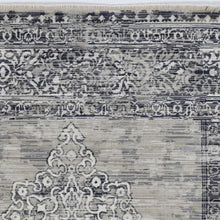 5' X 8' Sand Or Charcoal Medallion Bordered Area Rug
