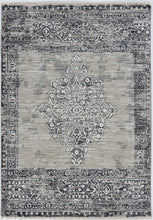 5' X 8' Sand Or Charcoal Medallion Bordered Area Rug