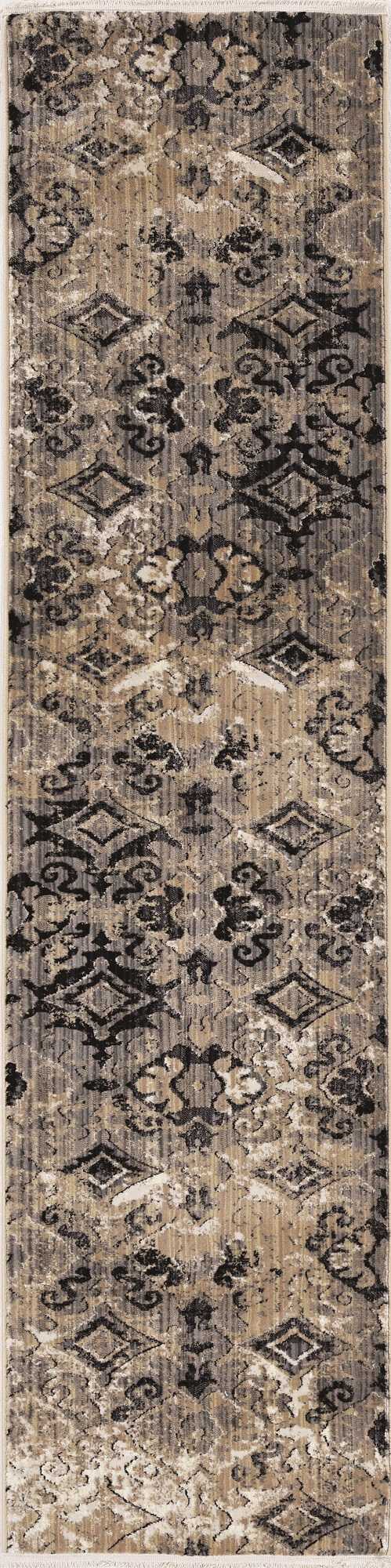 2' X 8' Ivory Or Beige Antique Pattern Runner Rug