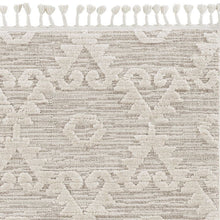 12'X15' Ivory Beige Machine Woven Geometric With Fringe Indoor Area Rug