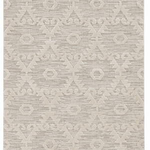 12'X15' Ivory Beige Machine Woven Geometric With Fringe Indoor Area Rug