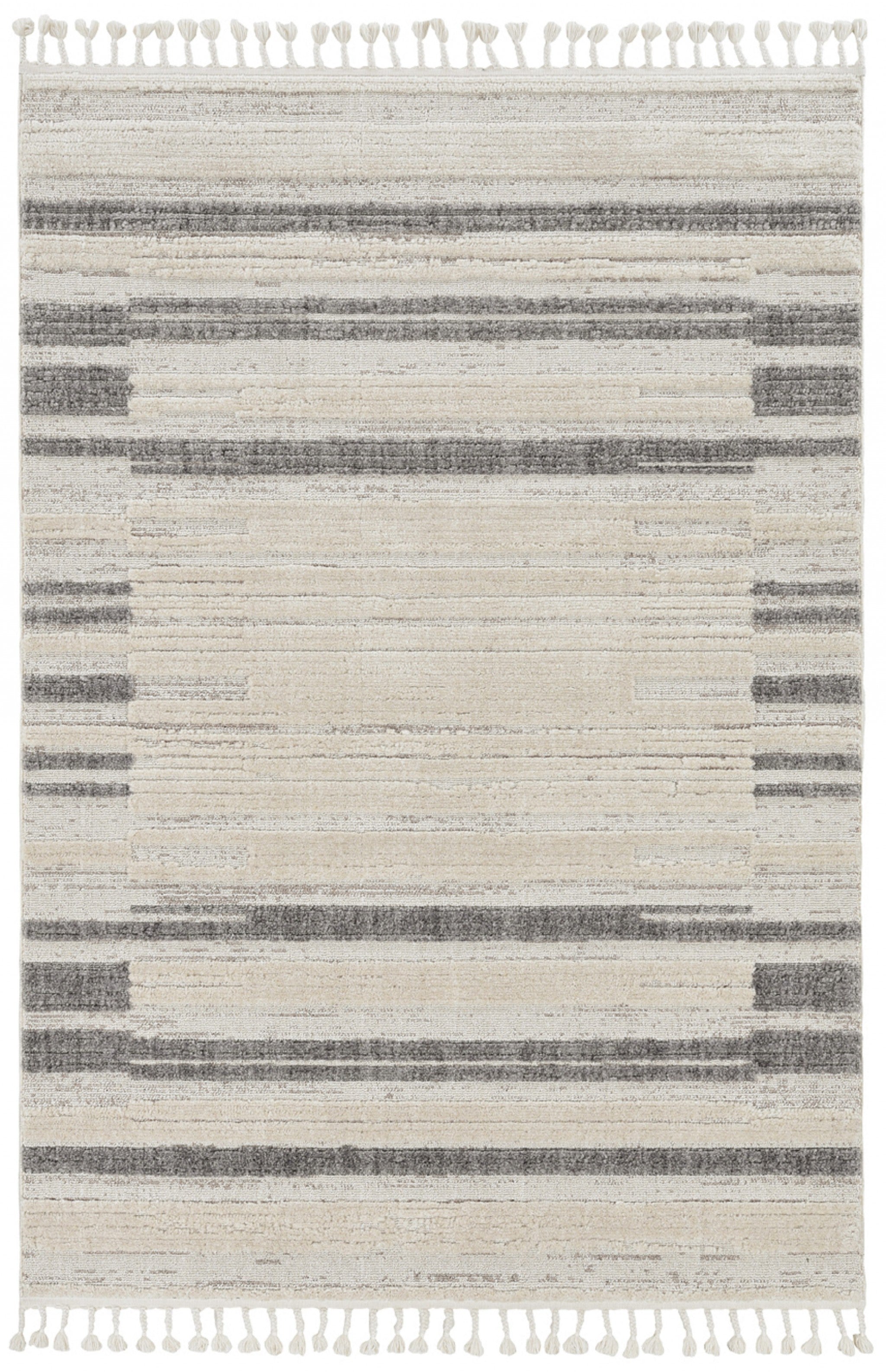 144 X 180 Ivory  Grey Polyester Rug