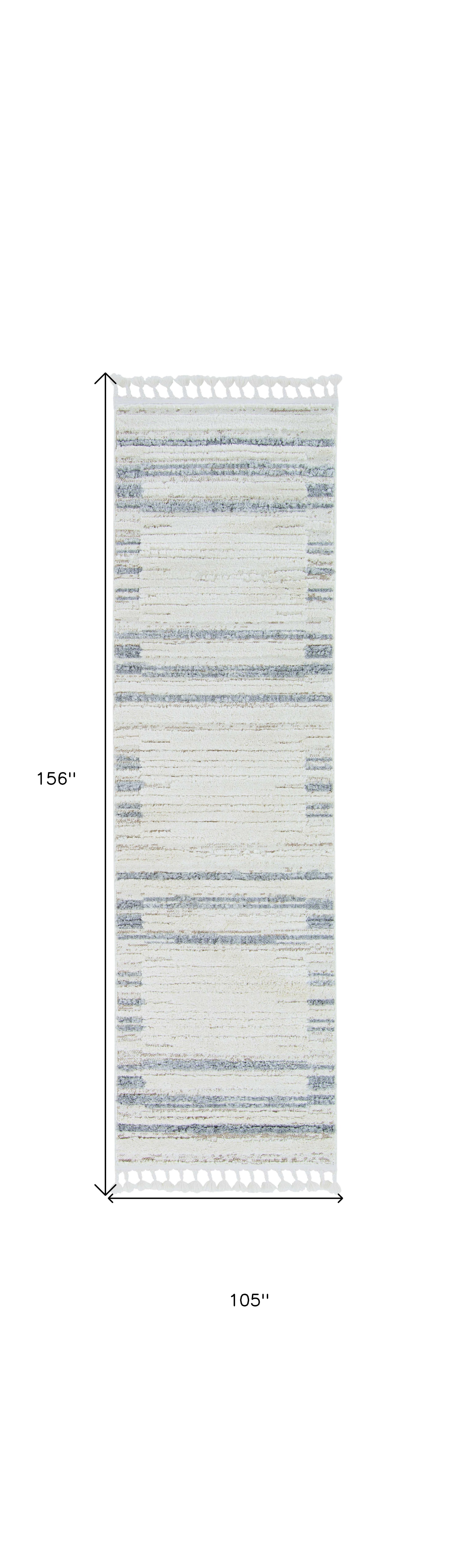 144 X 180 Ivory  Grey Polyester Rug