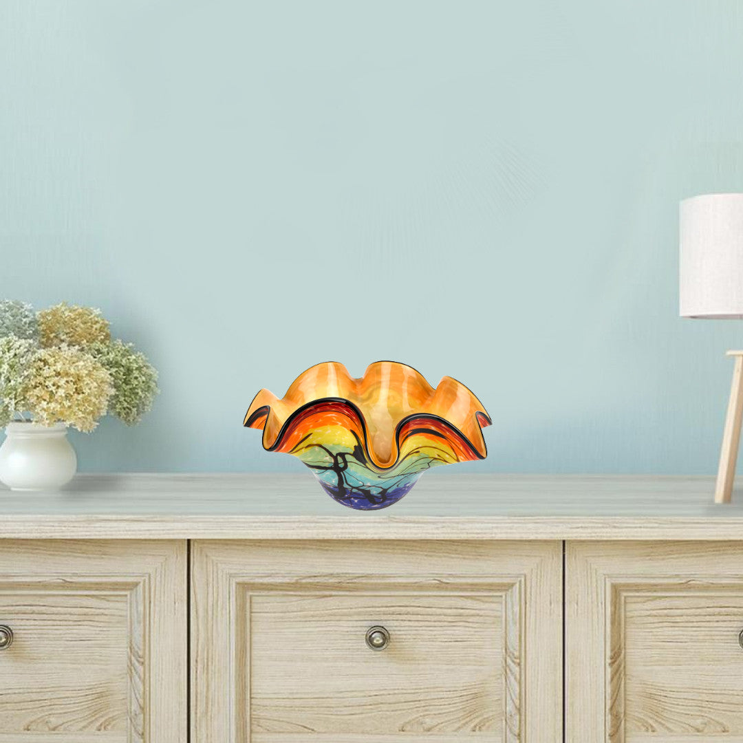 17 cuenco de centro de mesa de cristal de arte de diseño de disquete soplado a la boca