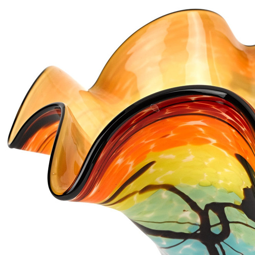 17 cuenco de centro de mesa de cristal de arte de diseño de disquete soplado a la boca