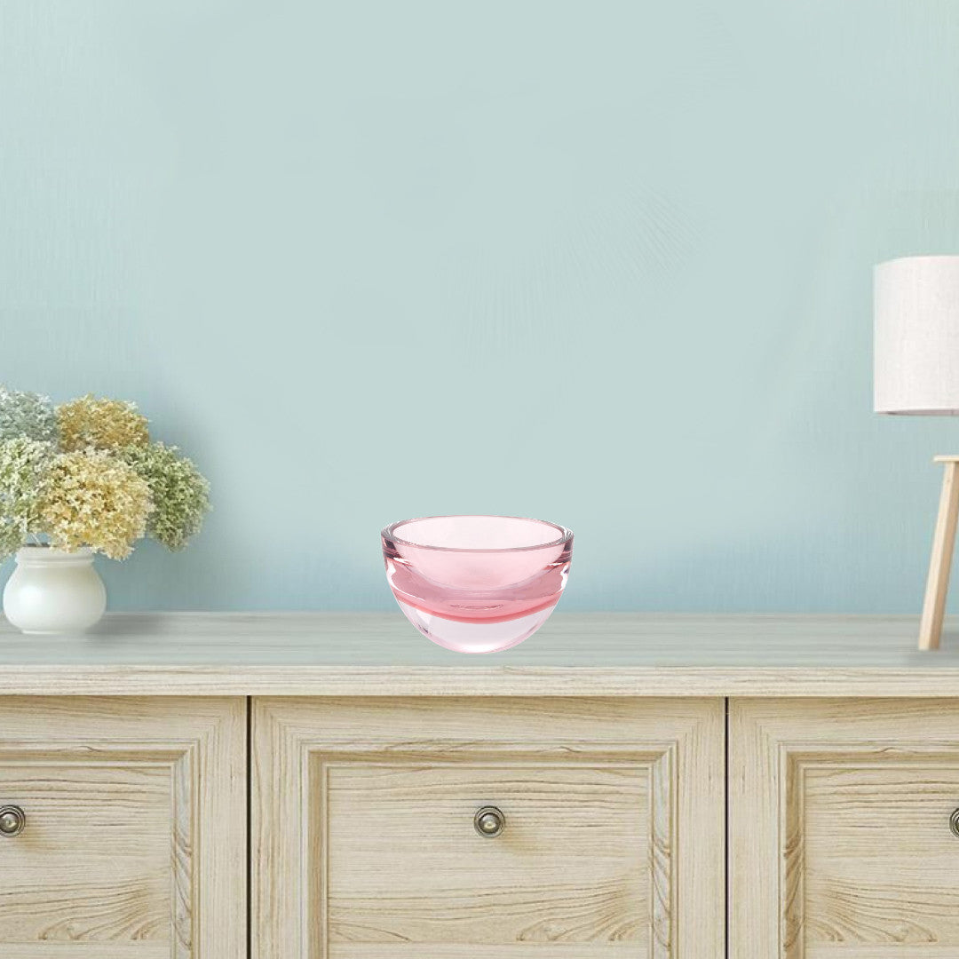 Cuenco de cristal rosa sin plomo, fabricado en Europa, soplado a boca, 6