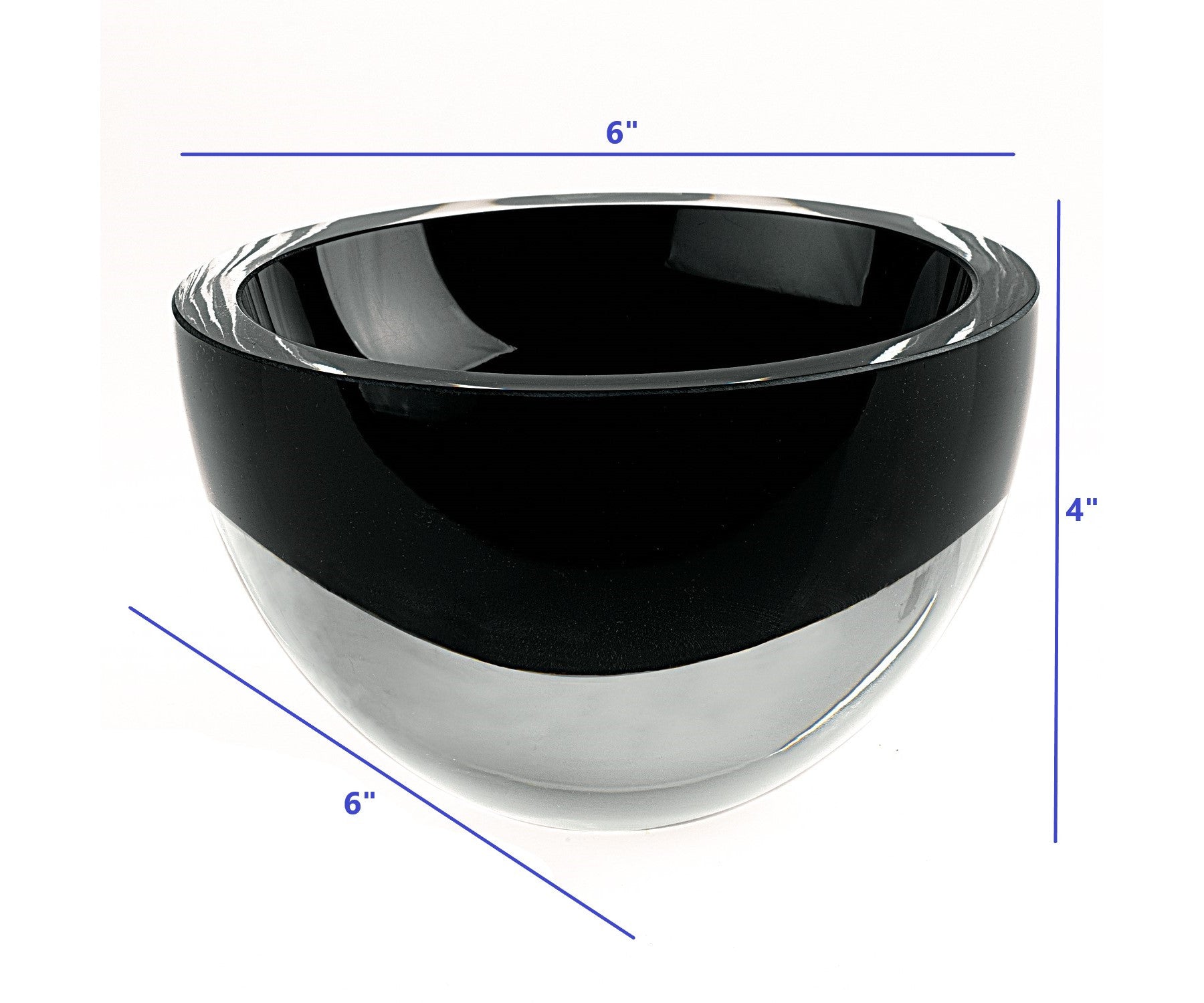 Cuenco negro azabache sin plomo de 6 cristales soplados a boca fabricados en Europa