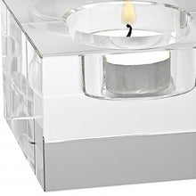 Hand Crafted Crystal Block Pair Of Tlite Holders
