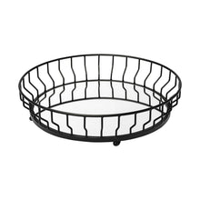Matte Black Wavy Metal With Mirrored Glass Bottom Round Tray 20