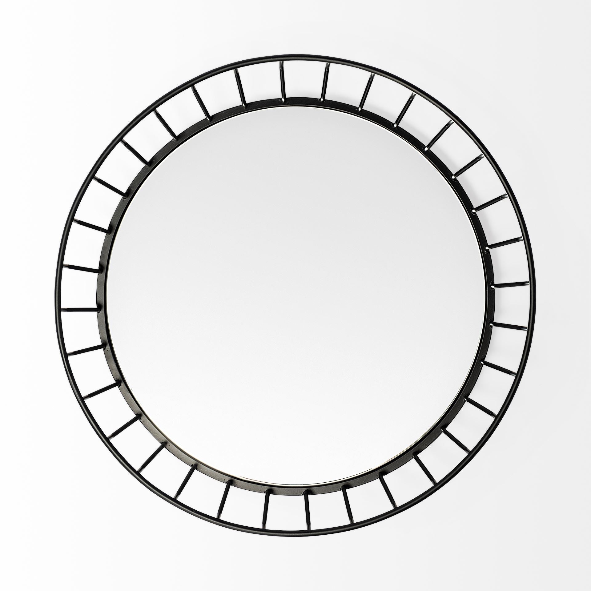 Matte Black Wavy Metal With Mirrored Glass Bottom Round Tray 20"