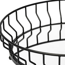 Matte Black Wavy Metal With Mirrored Glass Bottom Round Tray 20