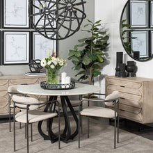 Matte Black Metal Half Circles And Mirrored Glass Round Tray 20