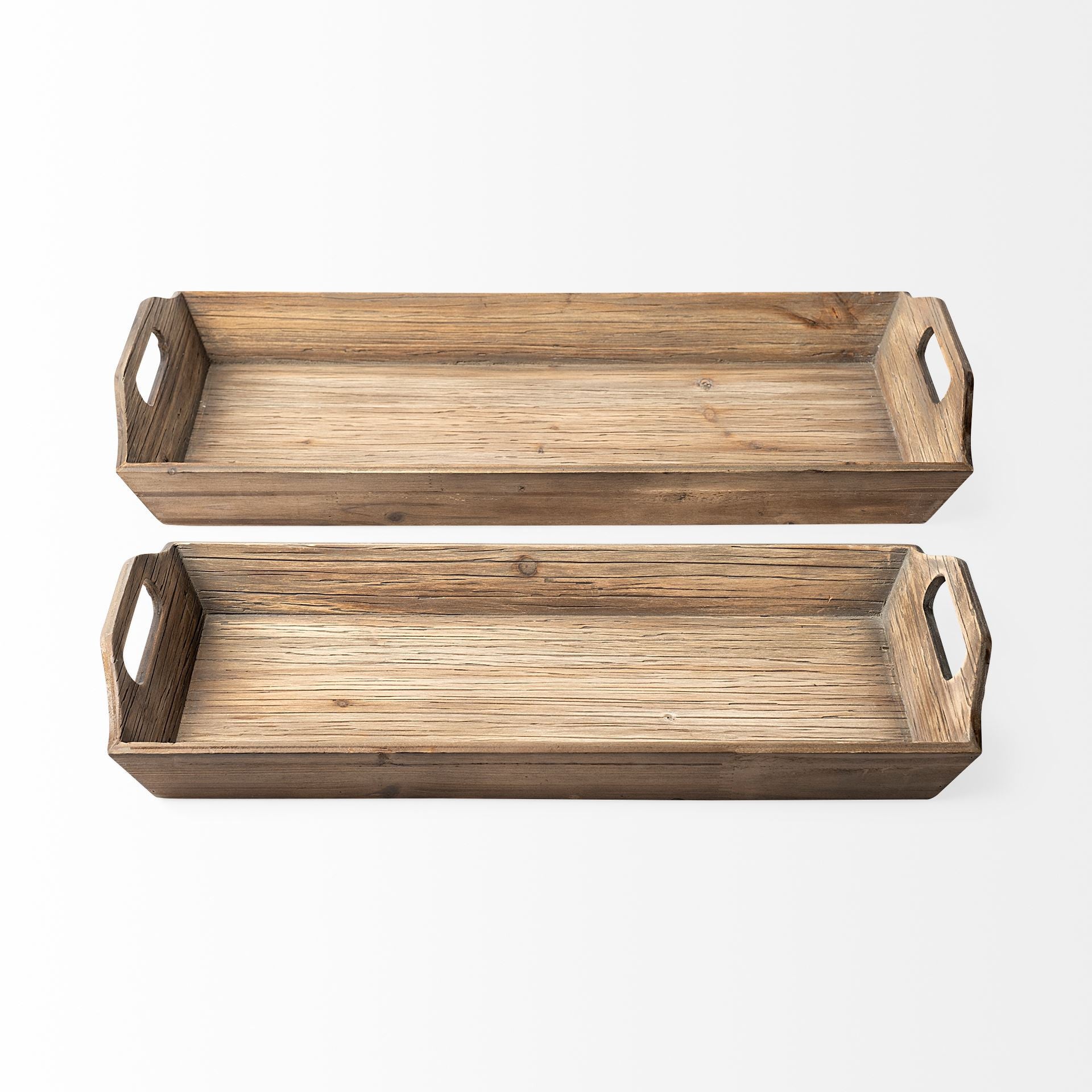 Natural Brown Wood With Grains And Knots Highlight Trays Set Of 2