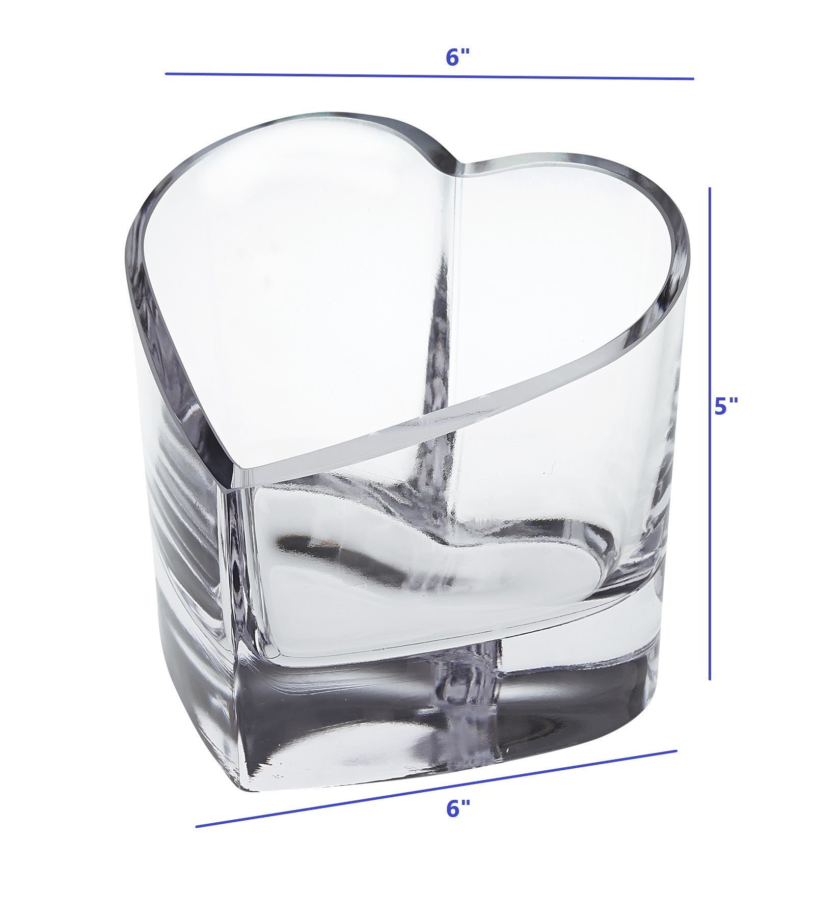 Cuenco de corazón de cristal europeo soplado a boca o votivo