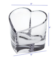 Cuenco de corazón de cristal europeo soplado a boca o votivo