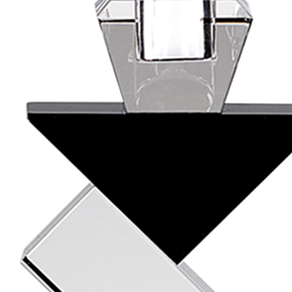 14 Hand Crafted Crystal Pair Of Black Accent Candlesticks