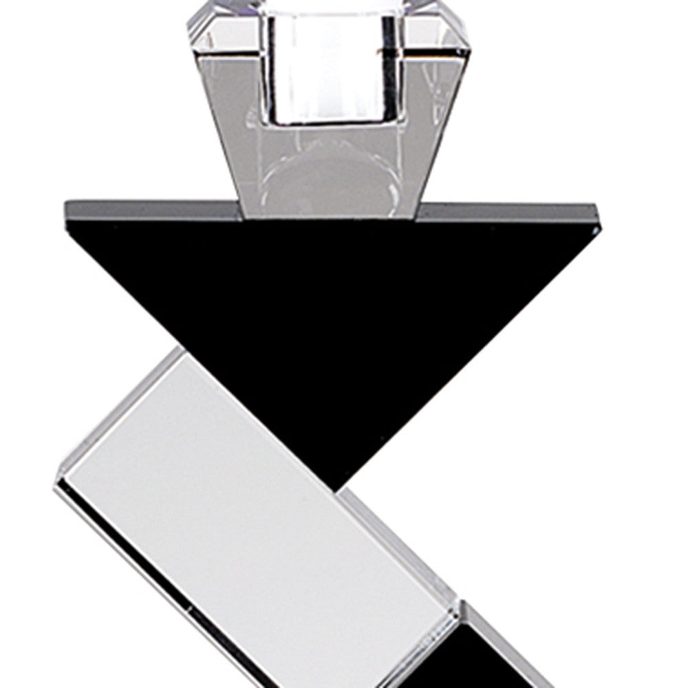 14 Hand Crafted Crystal Pair Of Black Accent Candlesticks