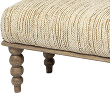 Rectangular Indian Mango Woodnatural-Brown Polished W Upholstered Cream Seat Accent Bench