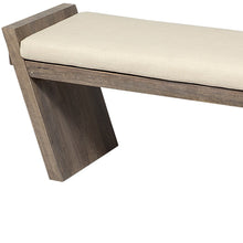 Banco De Entrada Rectangular De Madera De Mango Marrón Natural Pulido Con Asiento Tapizado Crema