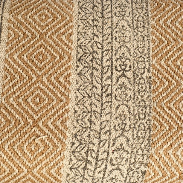 Rectangular Mango Wood Orange And Brown Upholstered Accent Bench