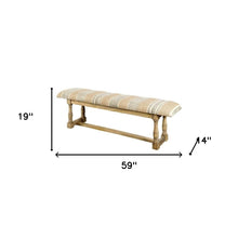 Rectangular Mango Wood Orange And Brown Upholstered Accent Bench