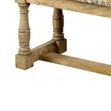 Rectangular Mango Wood Orange And Brown Upholstered Accent Bench