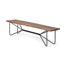 Rectangular Acacia Woodbrown Finish Iron Base Dining Bench