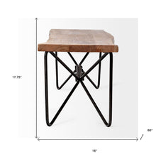 Rectangular Acacia Woodbrown Finish Iron Base Dining Bench