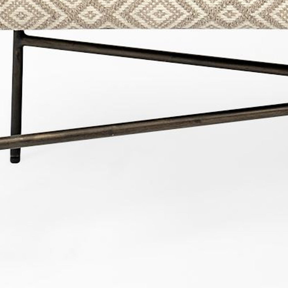 Rectangular Metalblack Metal Base Cream Uphpolstry Accent Based