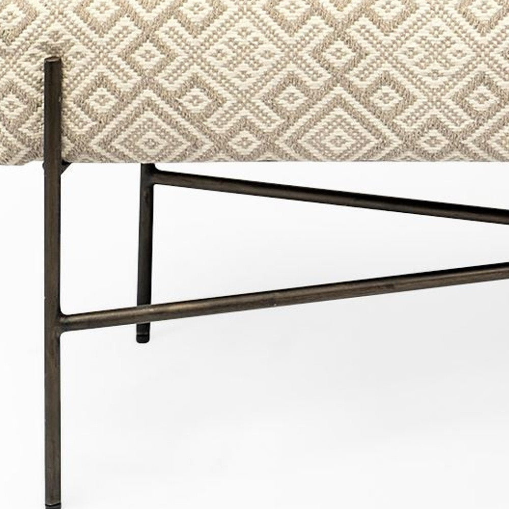 Rectangular Metalblack Metal Base Cream Uphpolstry Accent Based