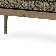 Rectangular Indian Mango Woodlight Brown And Grey W Jute Patterned Top Accent Bench