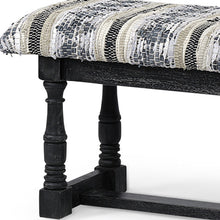Rectangular Indian Mango Woodblack W Woven-Leather Cushion Top Accent Bench