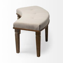 Solid Wood Curved Beige Upholstered Bench