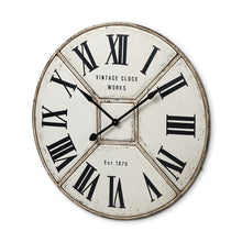 Round Industrial Style Wall Clock With Rustic White Toned Face 36.5