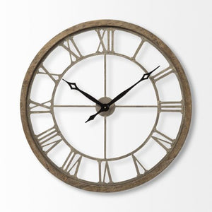Circle Brown Metal Skeleton Wall Clock 32"