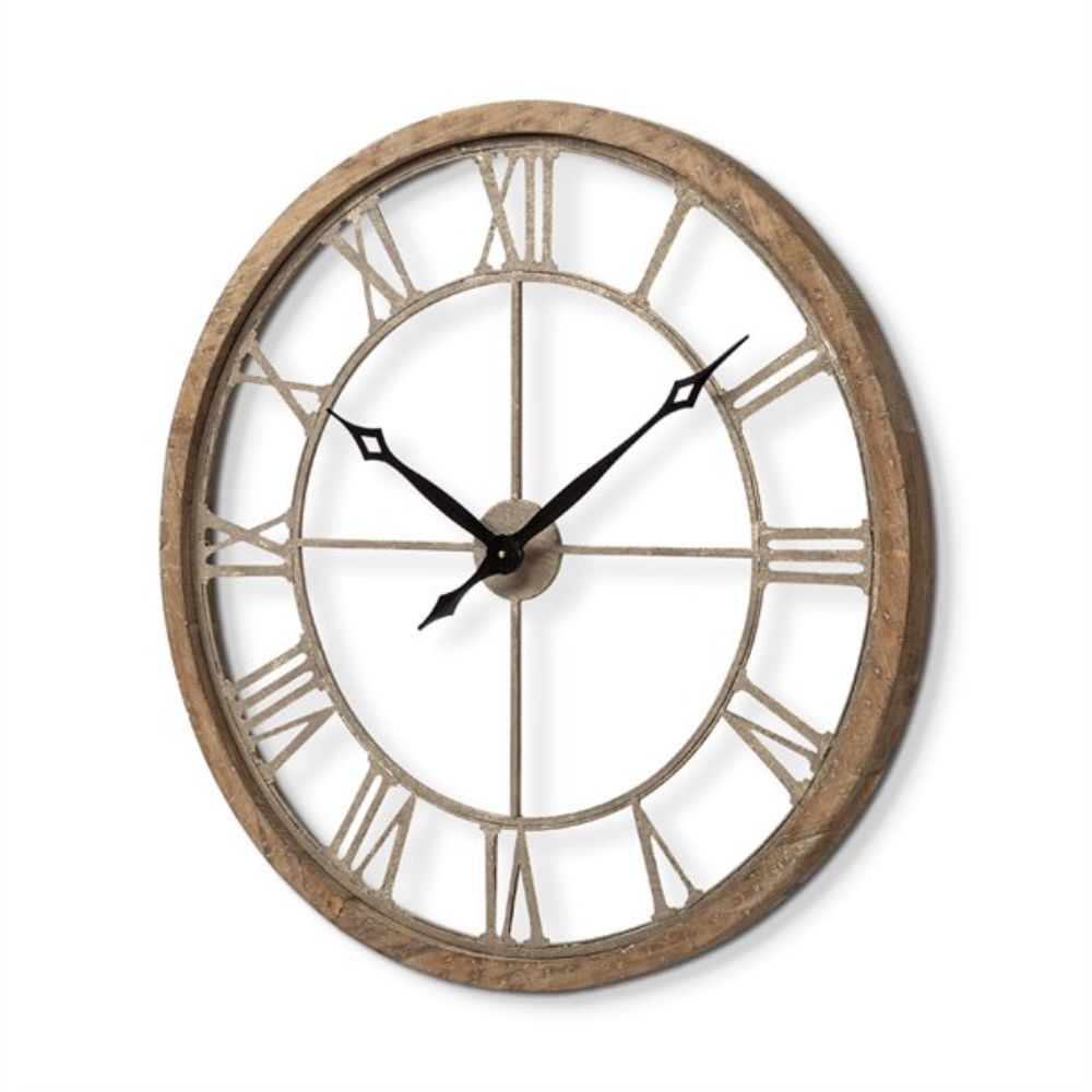 Circle Brown Metal Skeleton Wall Clock 32"