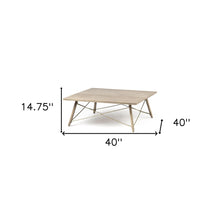 Square Solid Wood Top & Legs Coffee Table Wmetal Bracing